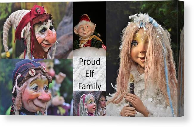 Elf Canvas Print featuring the mixed media Proud Elf Family by Nancy Ayanna Wyatt
