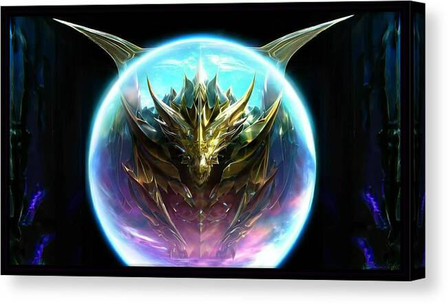 Dragon Canvas Print featuring the digital art Pure Golden Dragon by Shawn Dall