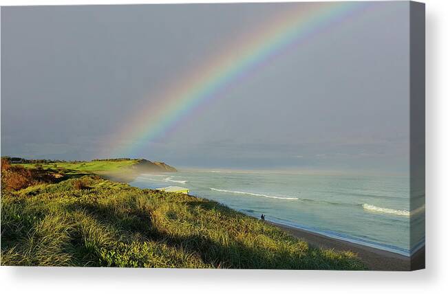 Beach Canvas Print featuring the photograph Rainbow over Long Reef Beach by Andre Petrov