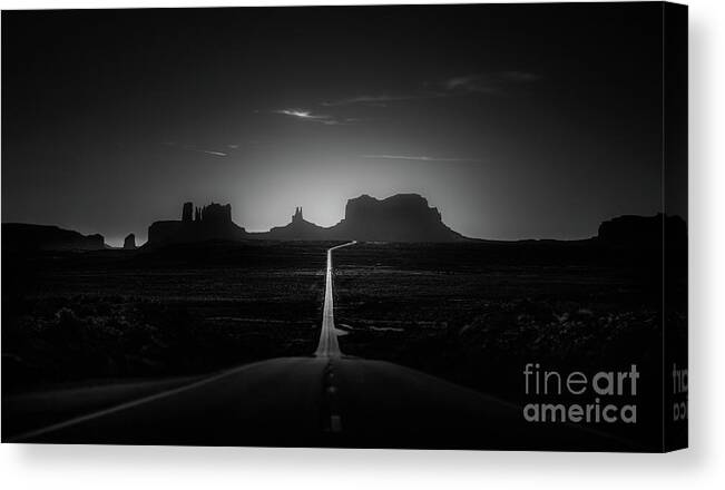 Monument Valley Canvas Print featuring the photograph Road To The Wild Wild West by Doug Sturgess