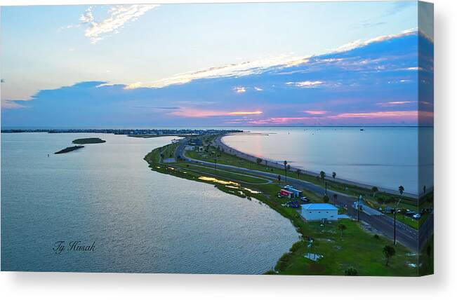 Rockport Canvas Print featuring the photograph Rockport Beach Aerial Sunrise by Ty Husak