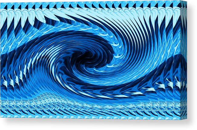 Abstract Art Canvas Print featuring the digital art Fractal Rolling Wave Blue by Ronald Mills