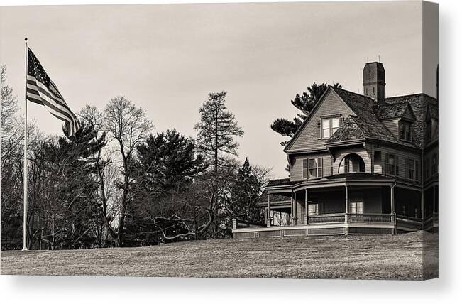 Sagamore Hill Teddy Roosevelt Flag House Porch Canvas Print featuring the photograph Sagamore Hill1 by John Linnemeyer