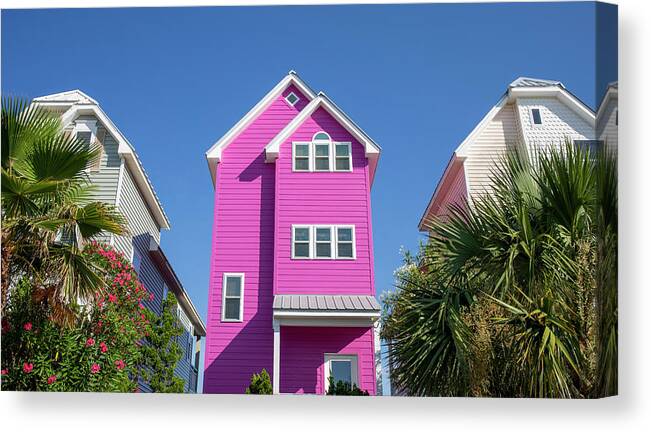 St. George Island Florida Colorful Homes Canvas Print featuring the photograph Saint George Island Pink House Florida by Dan Sproul