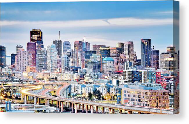 America Canvas Print featuring the photograph San Francisco skyline by Eduard Moldoveanu