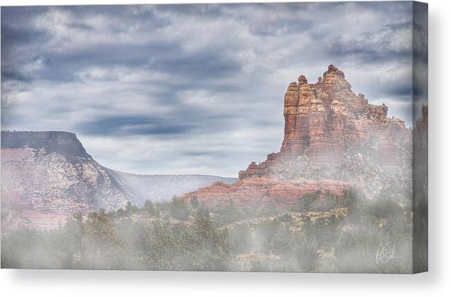 Landscape Canvas Print featuring the photograph Castle in the Mist by Peter Cutler