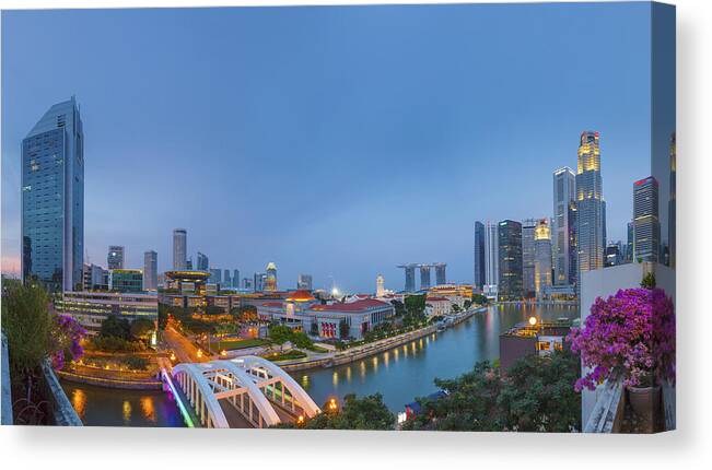 Downtown District Canvas Print featuring the photograph Singapore 2015 by Albert photo
