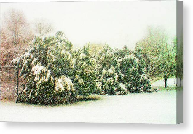 Snow Canvas Print featuring the photograph Snow scene, Arlington, VA by Bill Jonscher