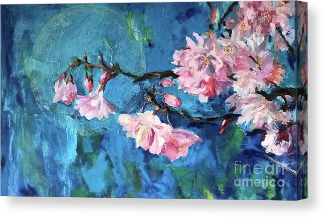Spring Canvas Print featuring the painting Spring Peach Blosom by Jieming Wang