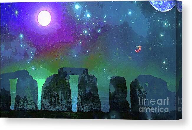  Canvas Print featuring the digital art Stonebuilders by Don White Artdreamer