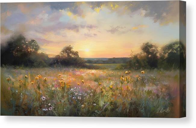 Summer Meadow Canvas Print featuring the painting Summer meadows 2 by Lilia S