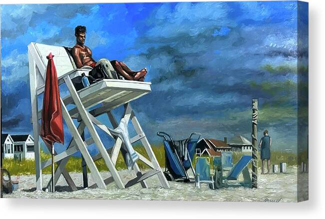 Lifeguard Canvas Print featuring the painting Summer's End by Gregg Hinlicky