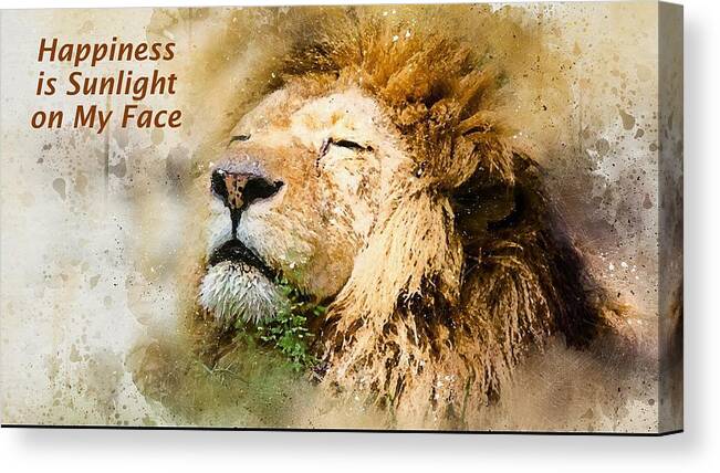 Lion Canvas Print featuring the mixed media Sunlight on My Face by Nancy Ayanna Wyatt