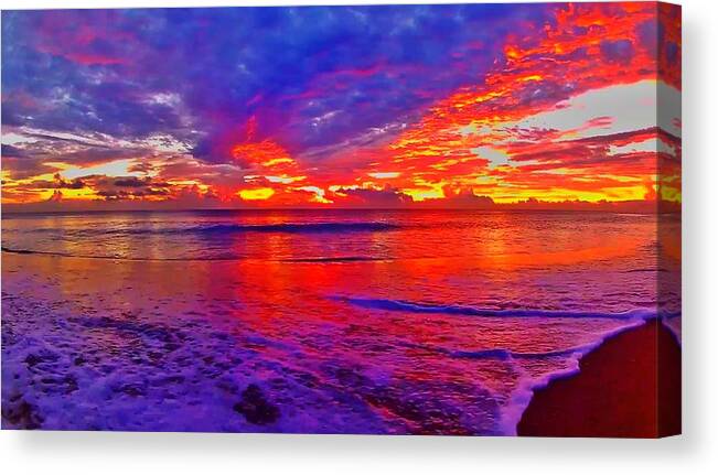 Sunrise Canvas Print featuring the photograph Sunrise Beach 1081 by Rip Read