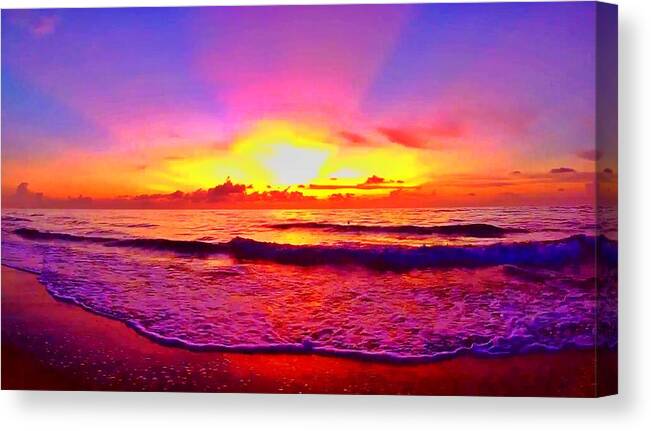 Sunrise Canvas Print featuring the photograph Sunrise Beach 44 by Rip Read