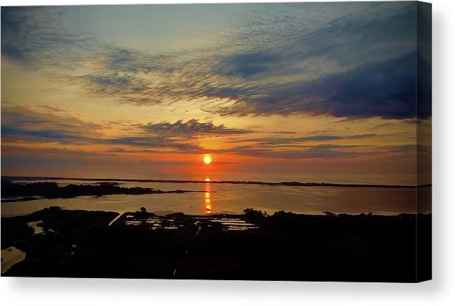 Ocean Canvas Print featuring the photograph Sunrise over Little Assawoman Bay by Bill Swartwout