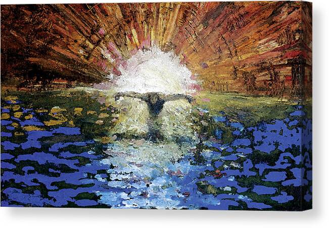 Baptism Canvas Print featuring the painting The Baptism of the Christ IV by Daniel Bonnell