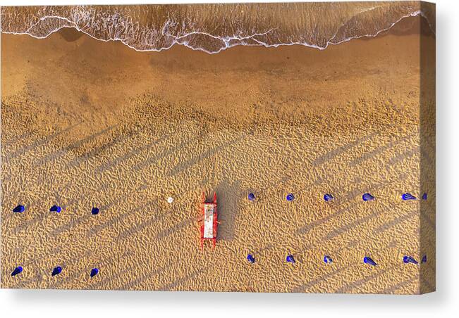 Above Canvas Print featuring the photograph The beach from the top by Mirko Chessari