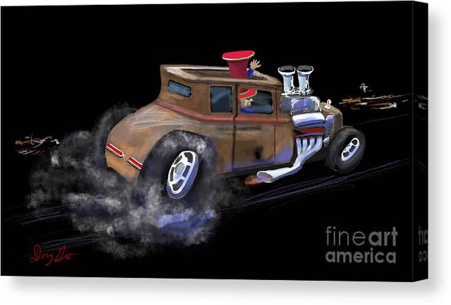 Hot Rod Canvas Print featuring the digital art The Mad Hatter by Doug Gist