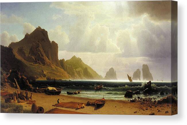 Marina Canvas Print featuring the painting The Marina Piccola at Capri by Albert Bierstadt