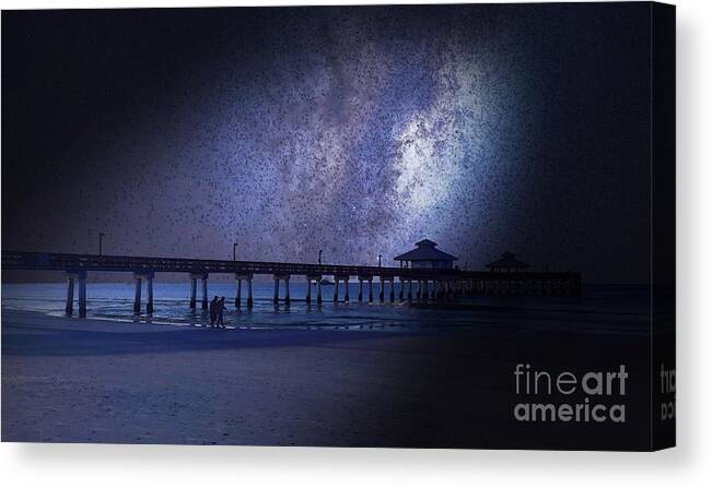 Pier Canvas Print featuring the photograph The Nightly Day Walk by Claudia Zahnd-Prezioso