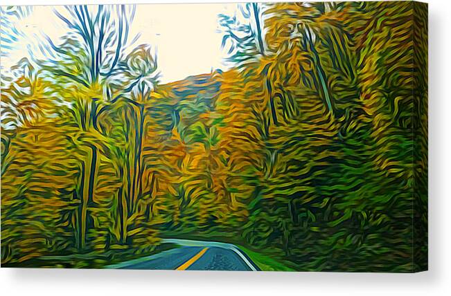 Nature Canvas Print featuring the mixed media The Open Colorful Road by Ally White