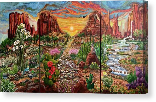 Sedona Canvas Print featuring the painting The Sedonian Paradise by Patricia Arroyo