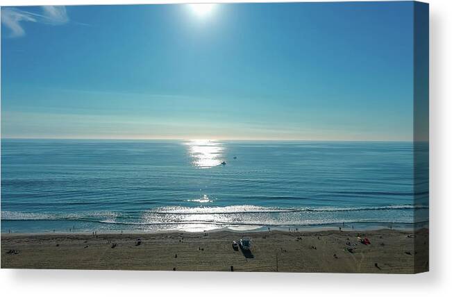Beach Canvas Print featuring the photograph 	The Still Blue Waters at Santa Monica Beach by Marcus Jones