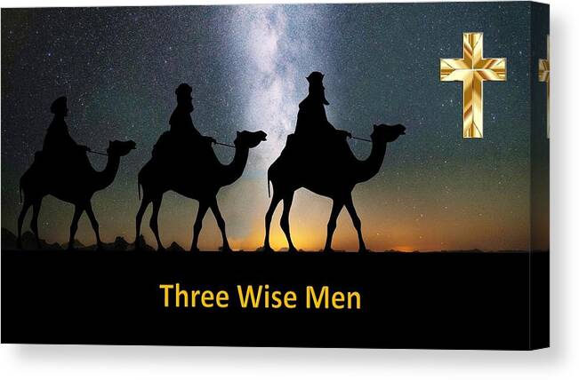 Jesus Canvas Print featuring the mixed media The Three Wise Men by Nancy Ayanna Wyatt