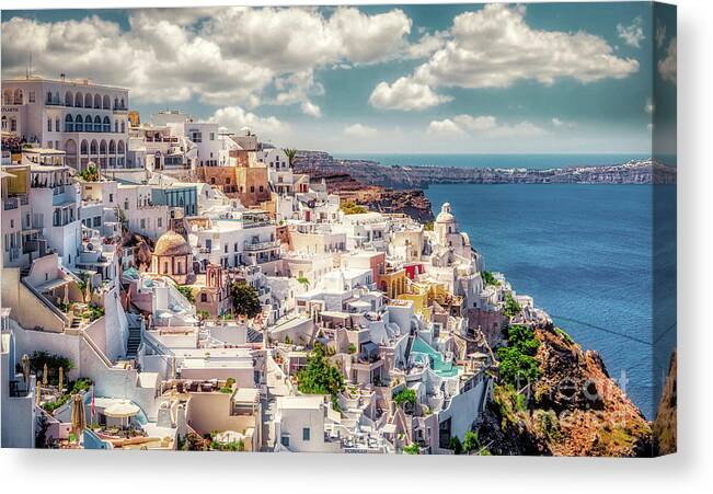 Thera Canvas Print featuring the photograph Thera - Fira City on Santorini - Greece by Stefano Senise
