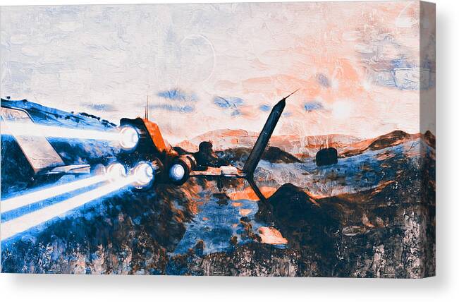 Spacecraft Canvas Print featuring the painting To the Stars and beyond - 02 by AM FineArtPrints