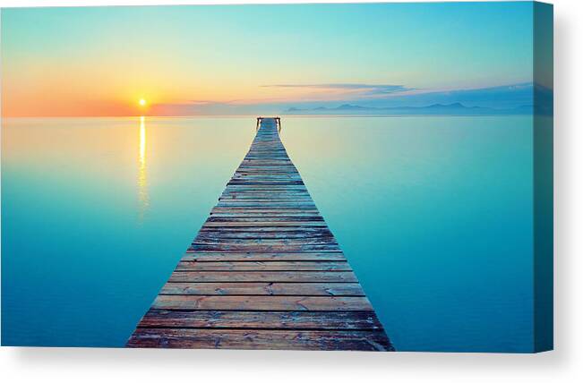Sunset Canvas Print featuring the photograph Tranquillity On Sunset by World Art Collective