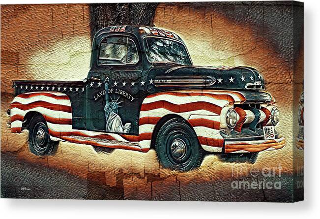 Trucks Canvas Print featuring the mixed media Trucking Liberty 2 by DB Hayes