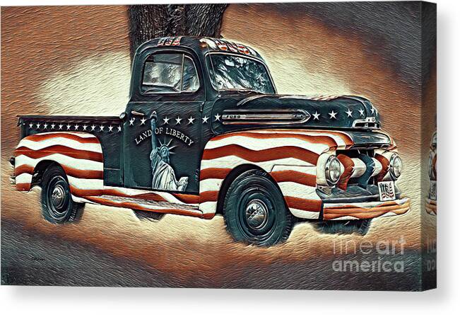 Trucks Canvas Print featuring the mixed media Trucking Liberty 3 by DB Hayes
