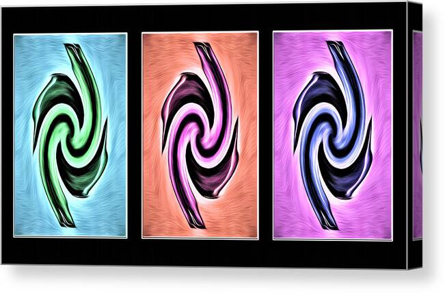 Living Room Canvas Print featuring the digital art Vases in Three - Abstract Black by Ronald Mills