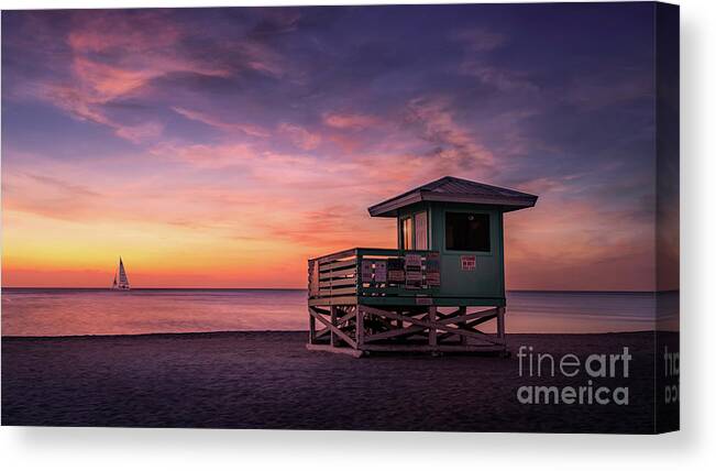 Gulf Of Mexico Canvas Print featuring the photograph Venice Beach Lifeguard Stand, Florida by Liesl Walsh
