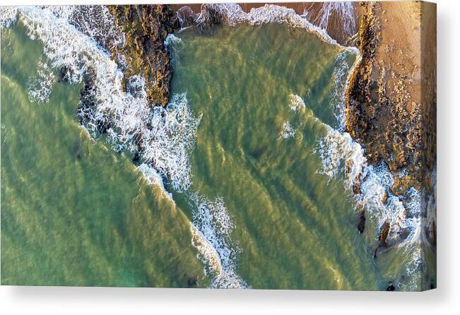 Waves Canvas Print featuring the photograph Waves from above by Mirko Chessari