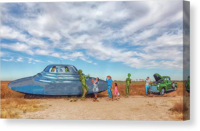 Roswell New Mexico Canvas Print featuring the photograph Welcome to Roswell by Susan Rissi Tregoning