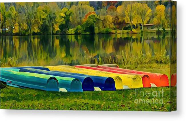 Wenonah Canvas Print featuring the painting Wenonah Canoes by Marilyn Smith
