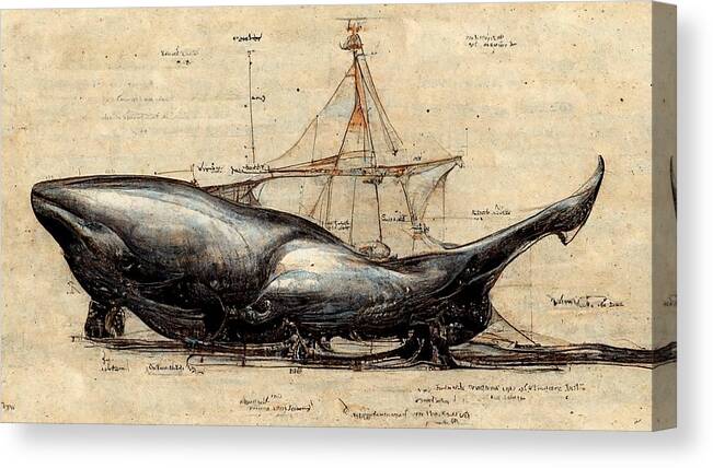 Whale Canvas Print featuring the digital art Whale #2 by Nickleen Mosher