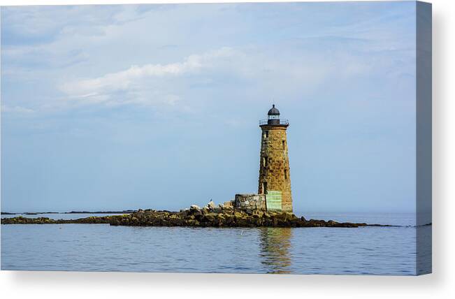 Whaleback Lighthouse Canvas Print featuring the digital art Whaleback Lighthouse by Deb Bryce
