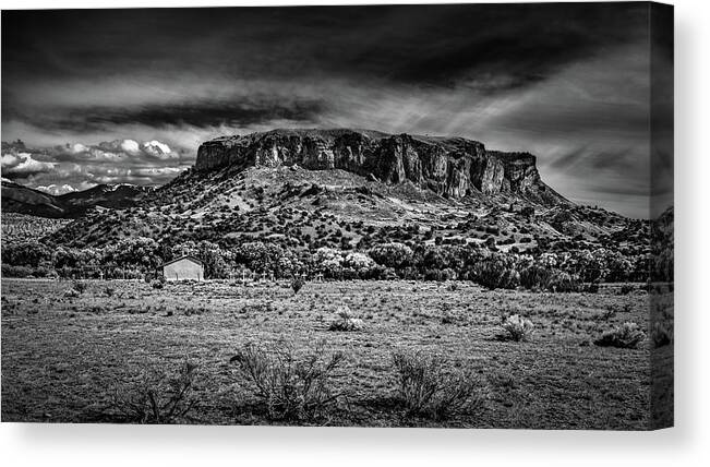 Black Mesa Canvas Print featuring the photograph White Crosses At Black Mesa by Mike Schaffner