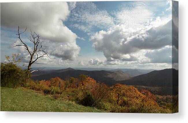 Blue Ridge Parkway Canvas Print featuring the photograph Wide View of the Blue Ridge Mountains by Joni Eskridge