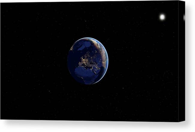 3d Canvas Print featuring the digital art Winter on Earth by Karine GADRE