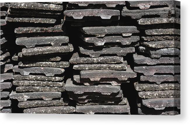Abstract Canvas Print featuring the photograph Worn Tiles Stacked by Scott Lyons