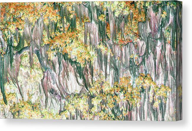 Trees Canvas Print featuring the photograph Yellow Moss by Missy Joy