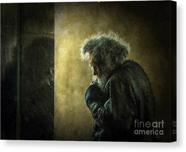 Homeless Canvas Print featuring the photograph Portrait of the homeless by Sheila Smart Fine Art Photography