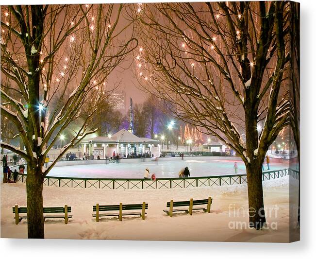 Boston Canvas Print featuring the photograph Boston New Year Skate by Susan Cole Kelly