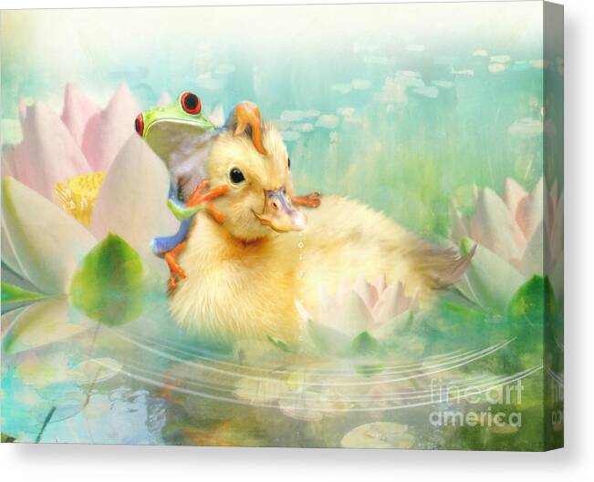Duck Canvas Print featuring the digital art Hitching a Ride by Trudi Simmonds