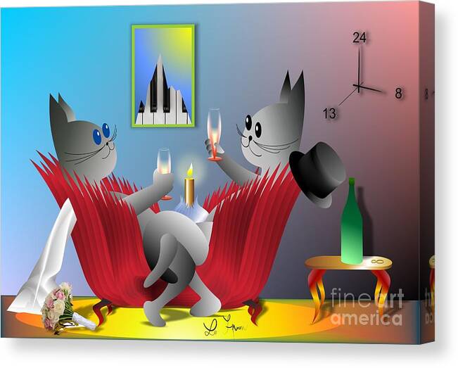Cats Canvas Print featuring the digital art Lucy's Great Day by Leo Symon